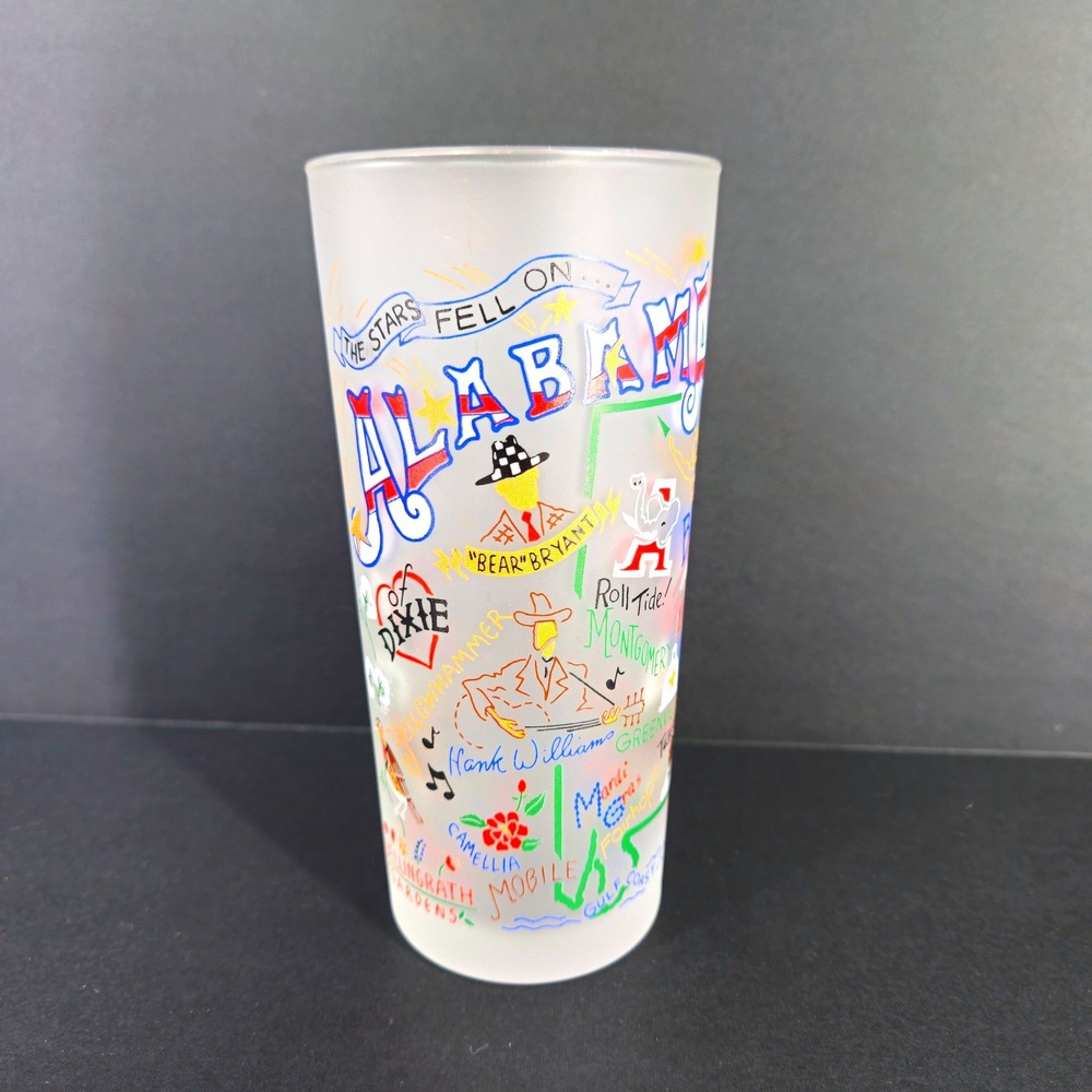 Catstudio Alabama Frosted Glass Tumbler 15oz State Souvenir Highball Organic ink